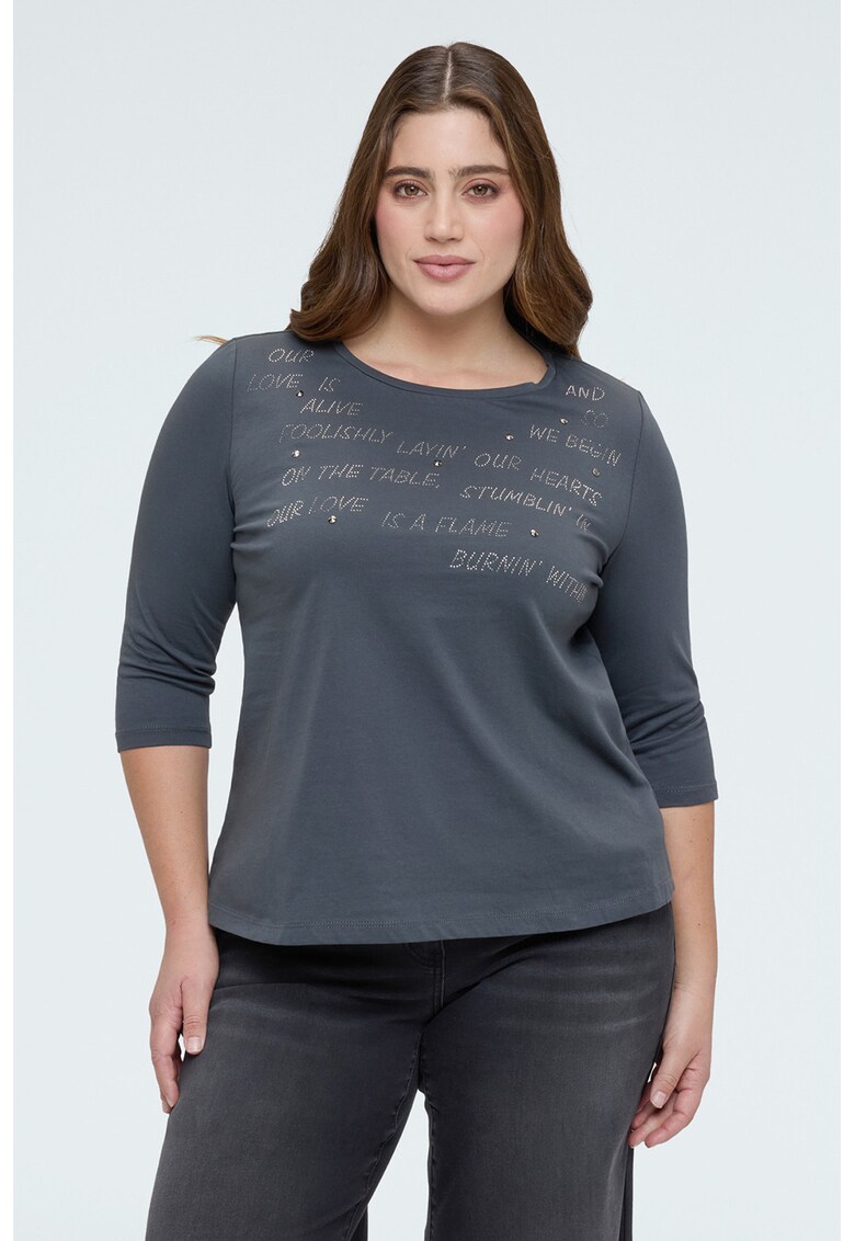 Bluza din bumbac cu decolteu rotund - Gri