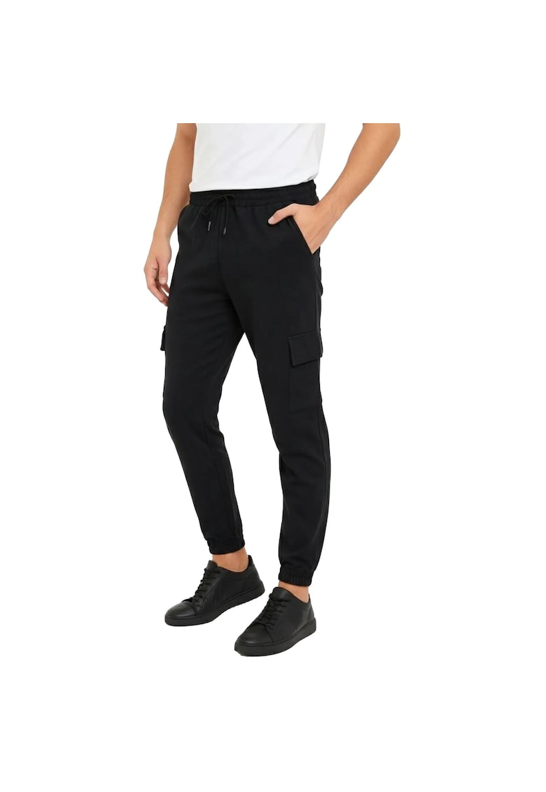 Pantaloni sport barbati - bumbac/poliester/elastan - negru