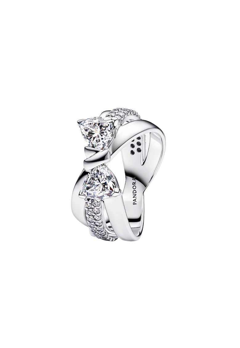 Inel stralucitor cu funda tip Crossover Zirconiu din Argint 925 -