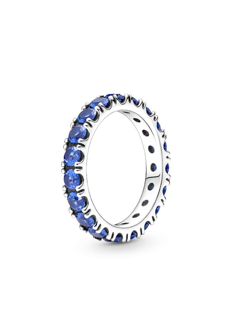 Inel Stralucitor tip Eternity Cristale albastre din Argint 925 -