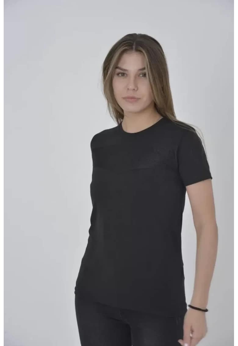 Tricou dama - slim fit - bumbac/poliester/elastan - negru