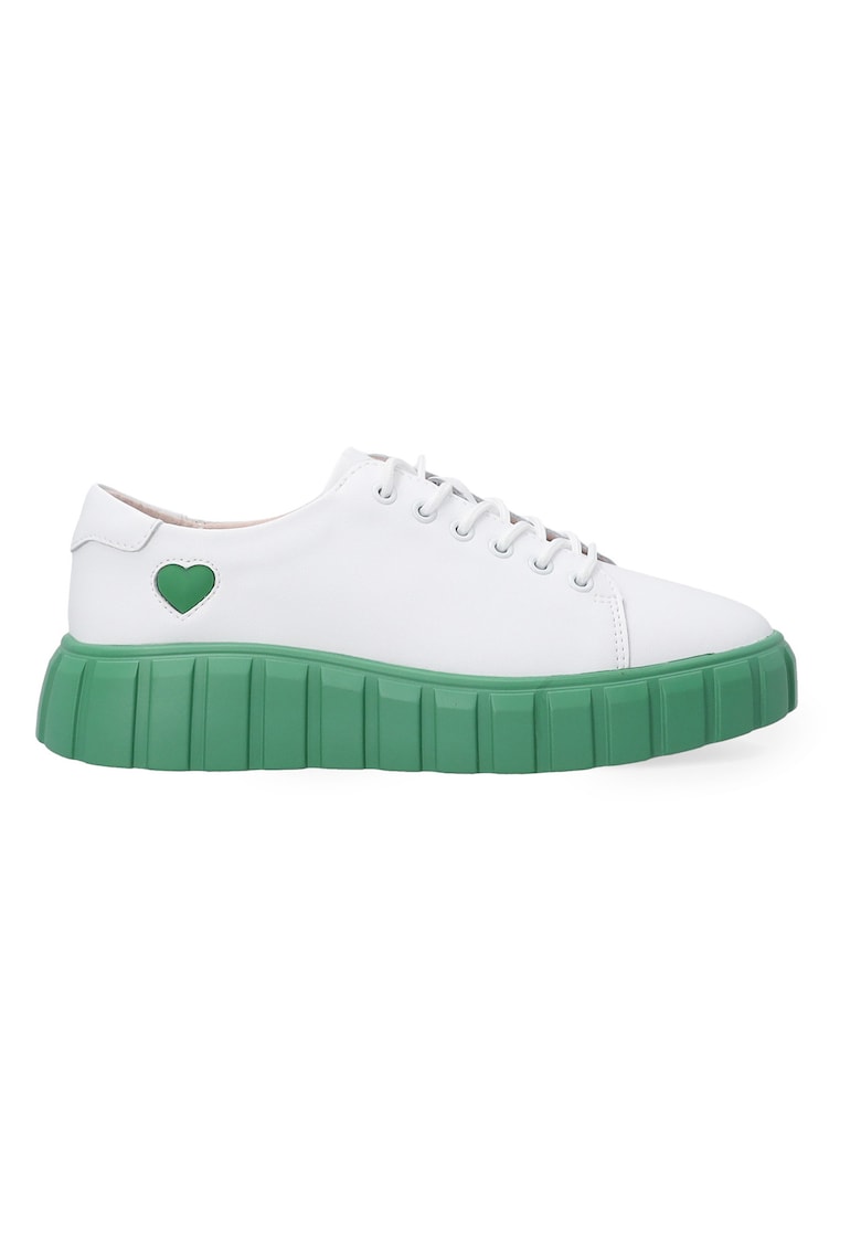 Pantofi sport din piele cu talpa contrastanta