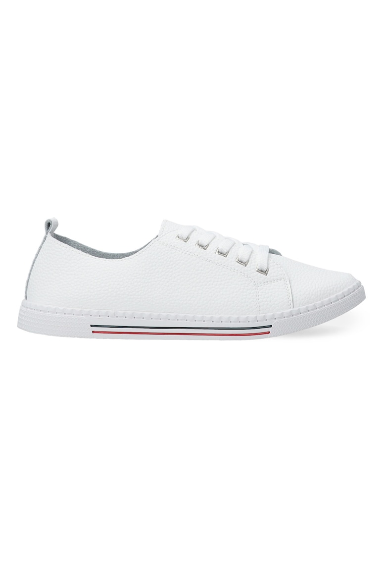 Pantofi din piele cu model uni si talpa joasa