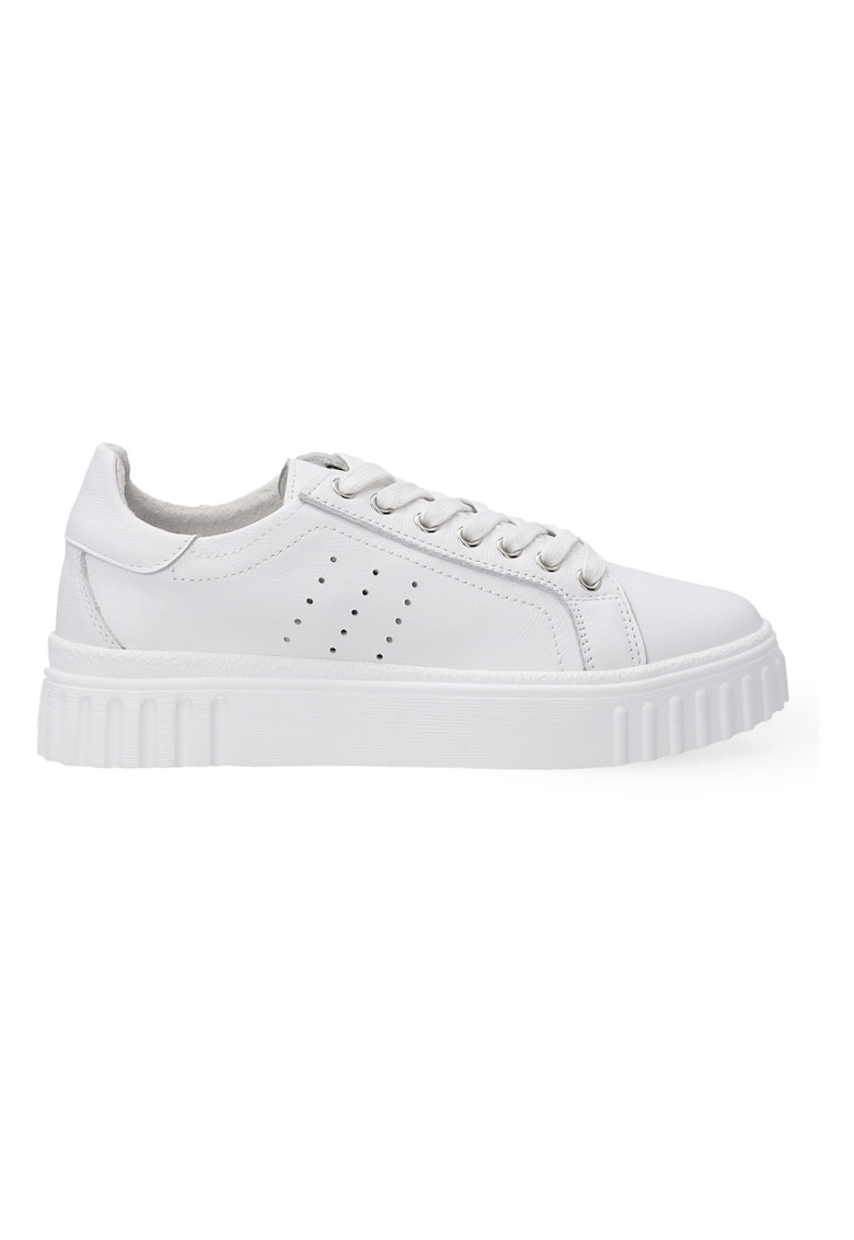 Pantofi sport flatform din piele cu detalii perforate
