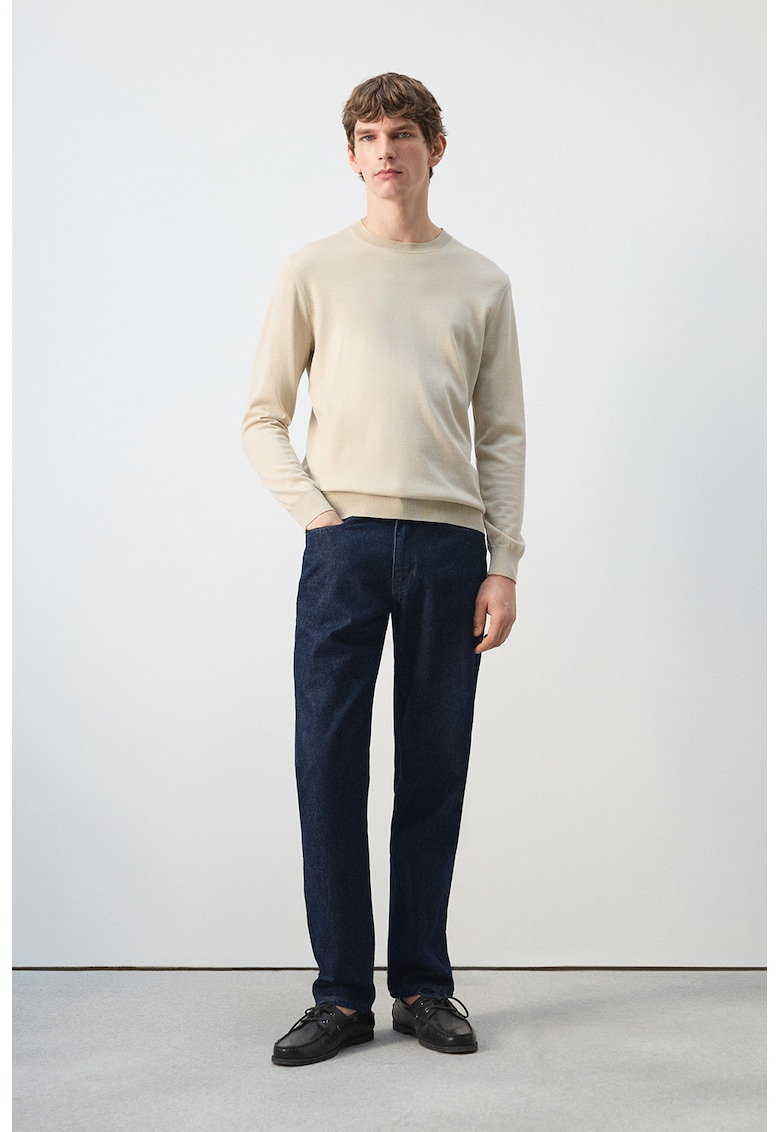 Blugi regular fit cu talie medie - Bleumarin