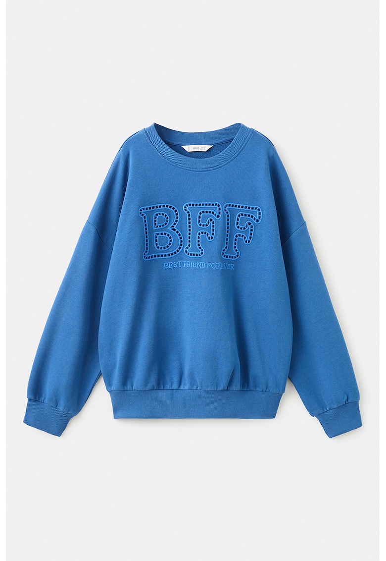 Bluza de trening cu croiala lejera si imprimeu text - Albastru royal