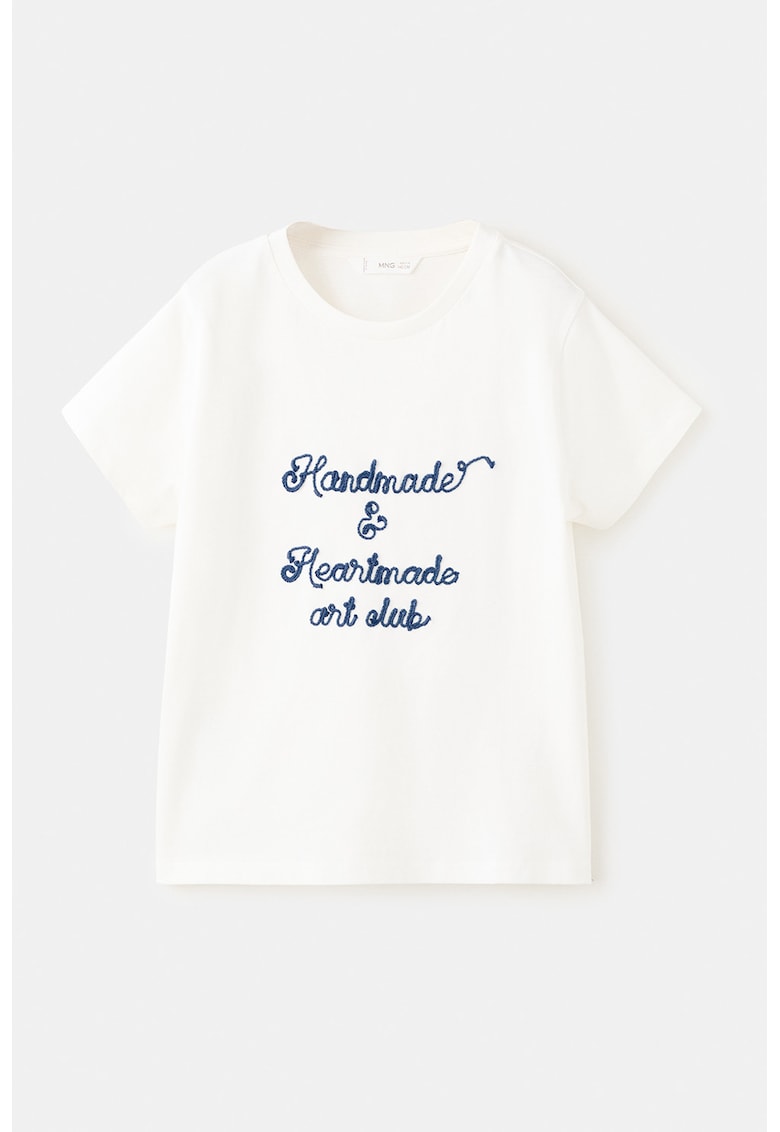 Tricou cu imprimeu text - Alb