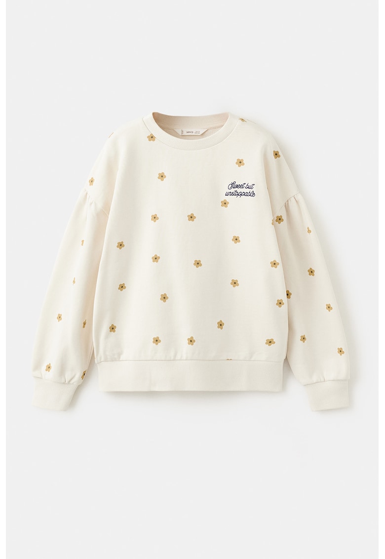 Bluza de trening din bumbac cu imprimeu floral - Alb