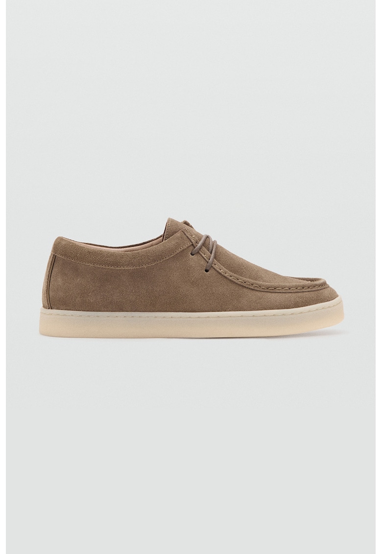 Mocasini din piele intoarsa - Maro camel