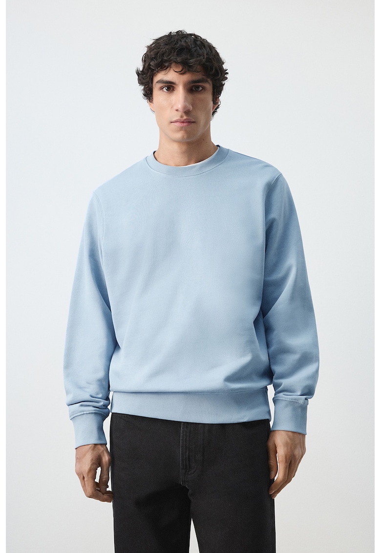 Bluza de trening din bumbac cu maneci cazute - Albastru pastel