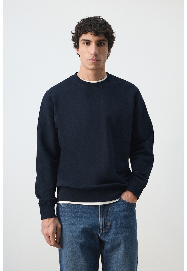 Bluza de trening din bumbac cu maneci cazute - Bleumarin