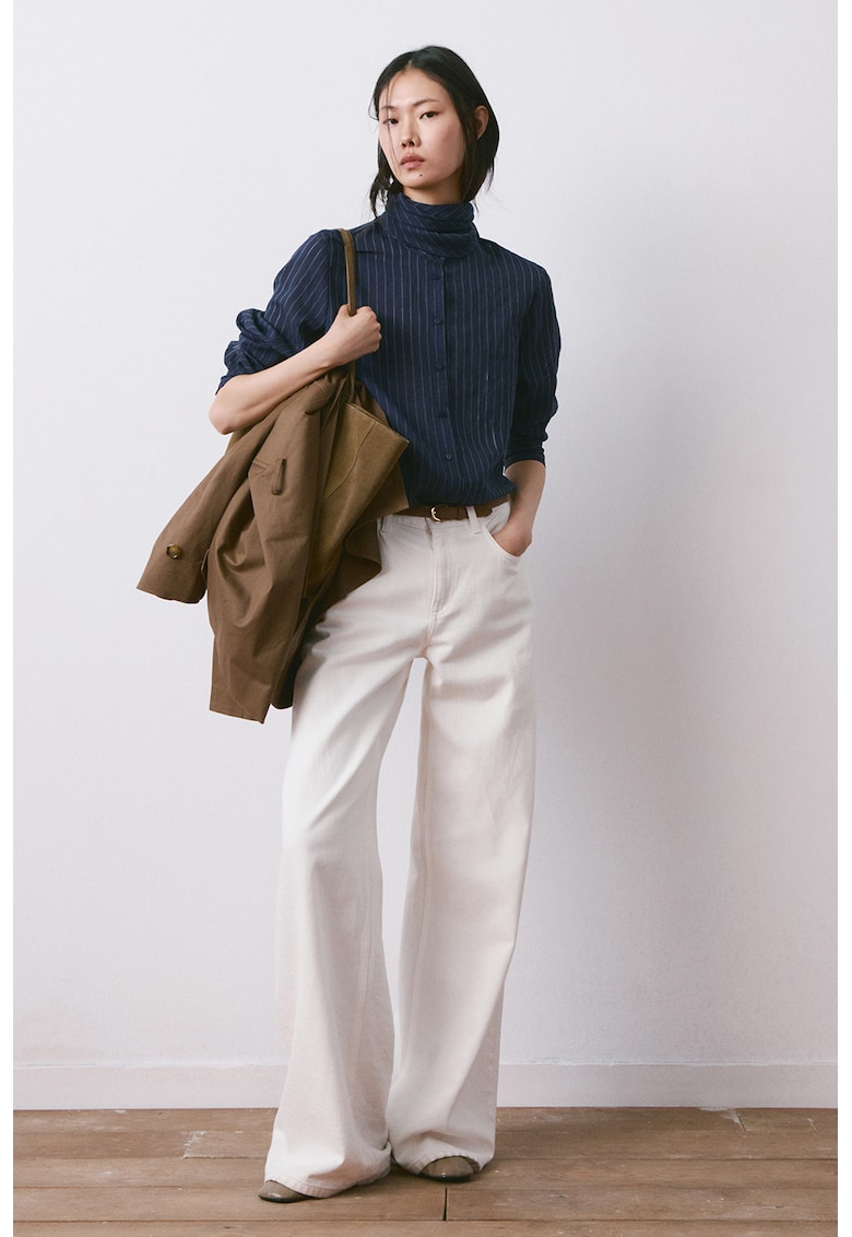 Bluza vaporoasa cu dungi - Bleumarin