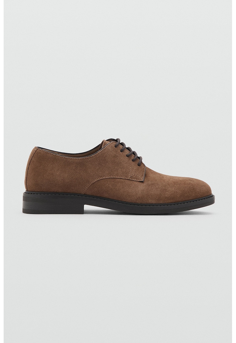 Pantofi din piele cu sireturi - Caramel