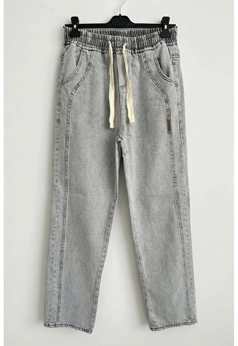 Blugi barbati - denim - cu snur - gri deschis