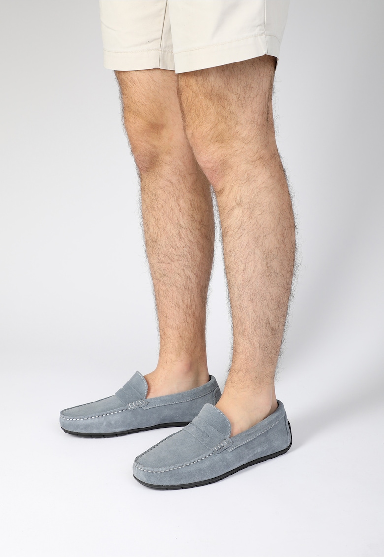 Pantofi loafer uni de piele intoarsa