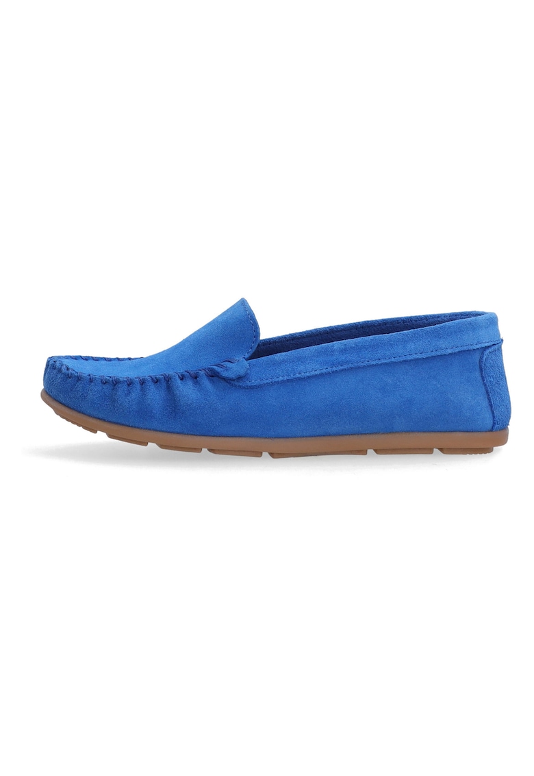 Pantofi loafer cu talpa plata din piele intoarsa
