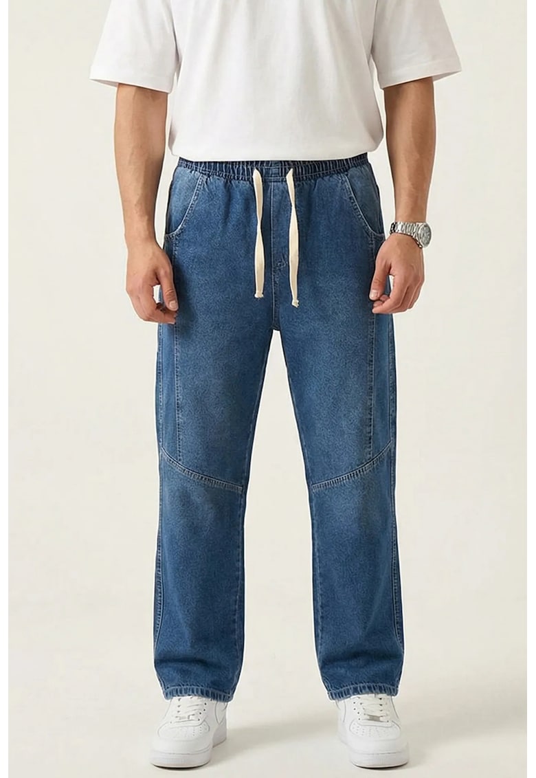 Blugi barbati - tip baggy - bleumarin - bumbac-elastan -