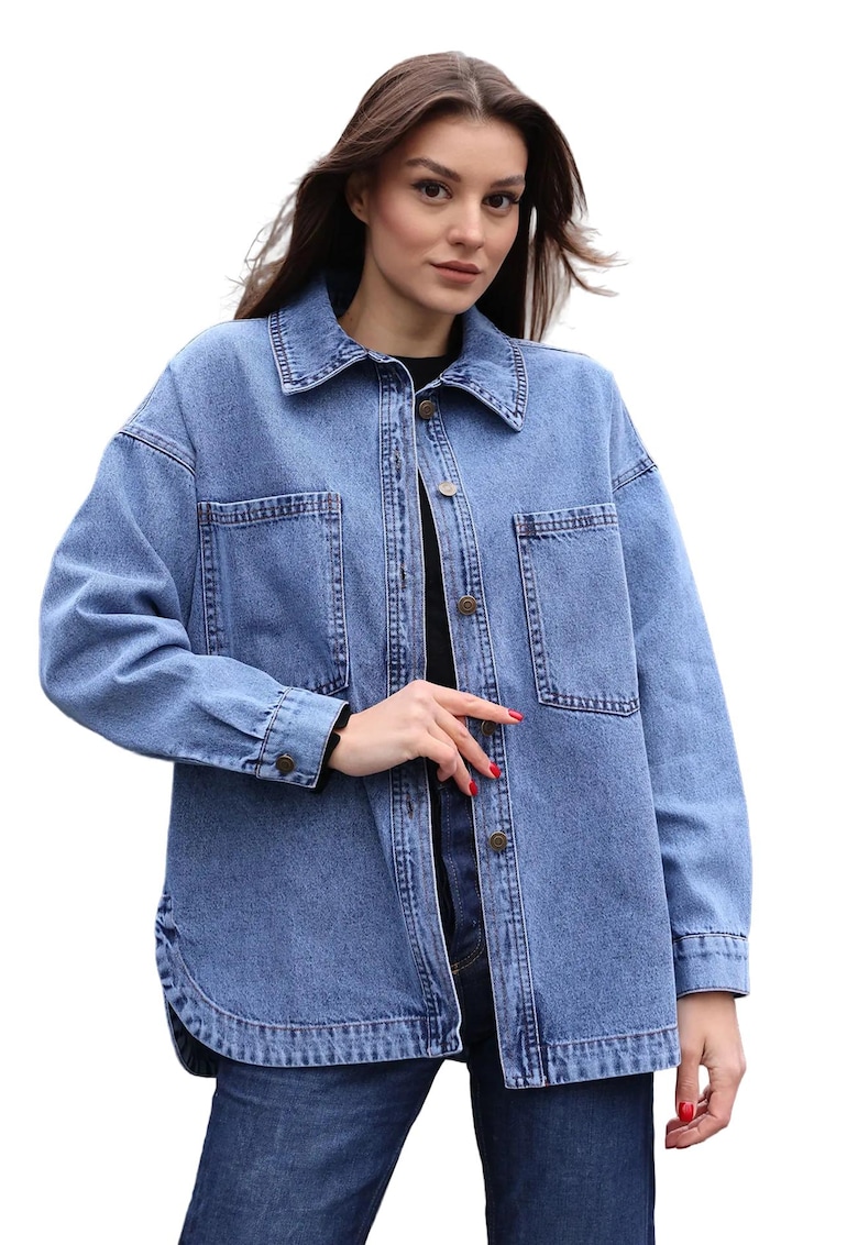 Jacheta dama - supradimensionata - albastru - denim