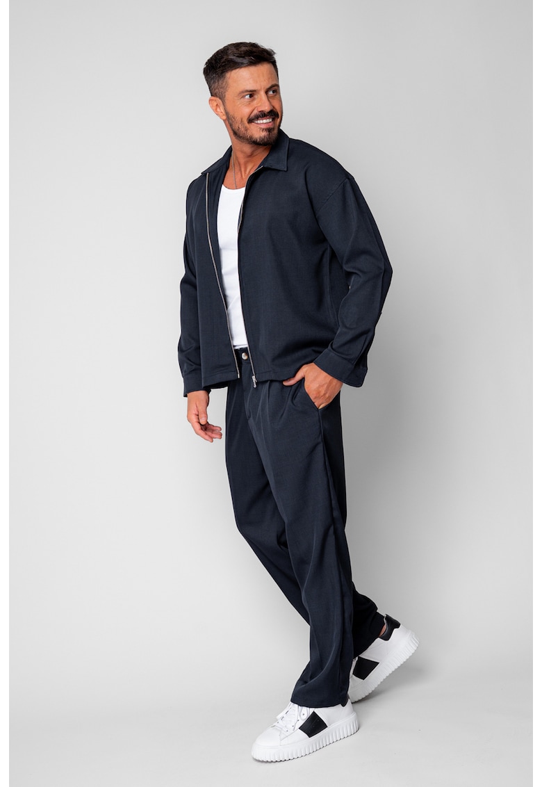 Set Jacheta cu fermoar si pantalon lung Navy 19778 - Bleumarin