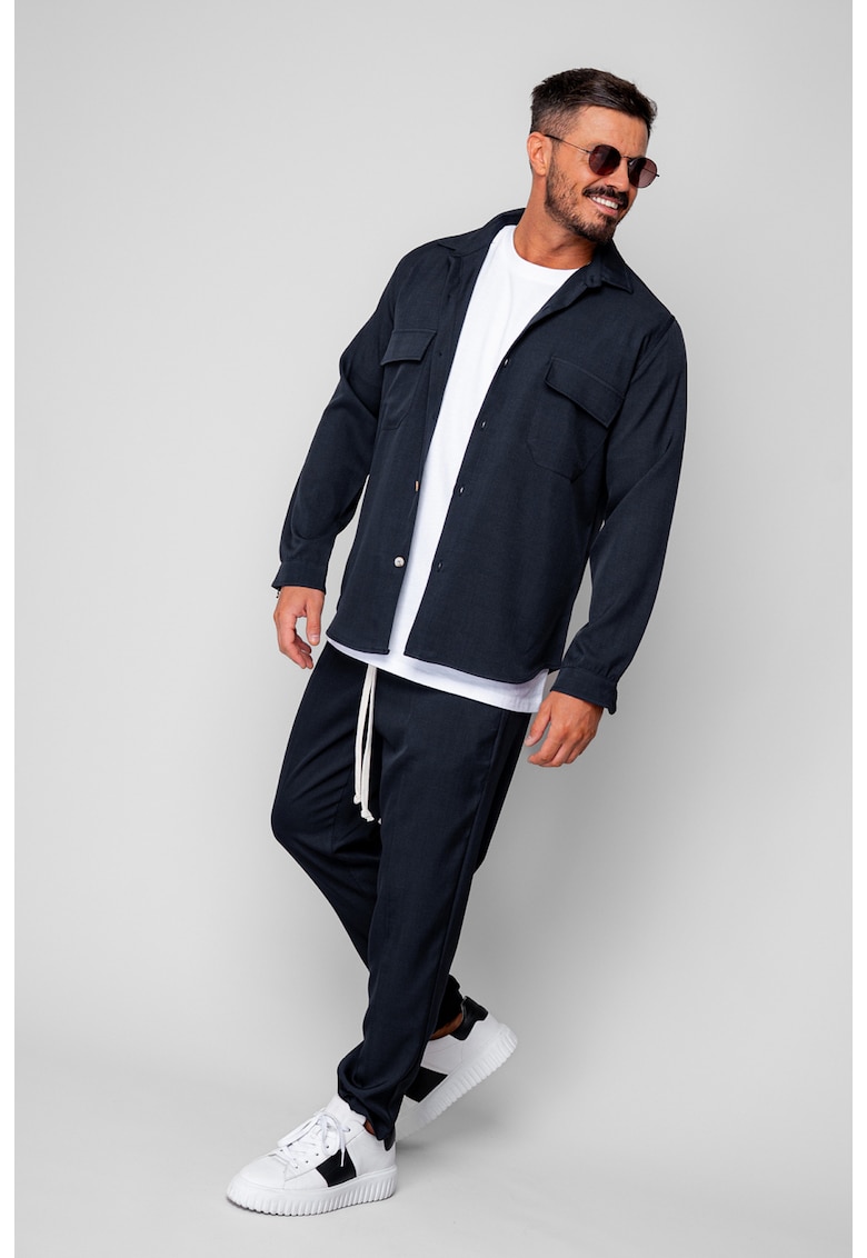 Set Camasa cu buzunare si pantalon lung Navy 19809 - Bleumarin