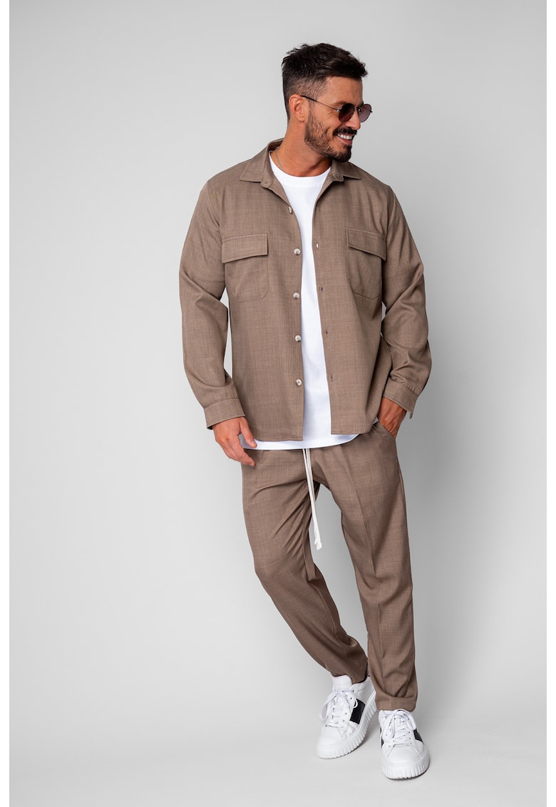 Set Camasa cu buzunare si pantalon lung Light Brown 19813 - Maro deschis