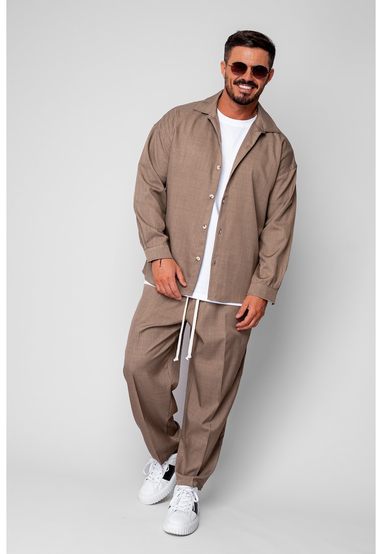 Set Camasa si pantalon lung cu snur Beige 19882 - Bej