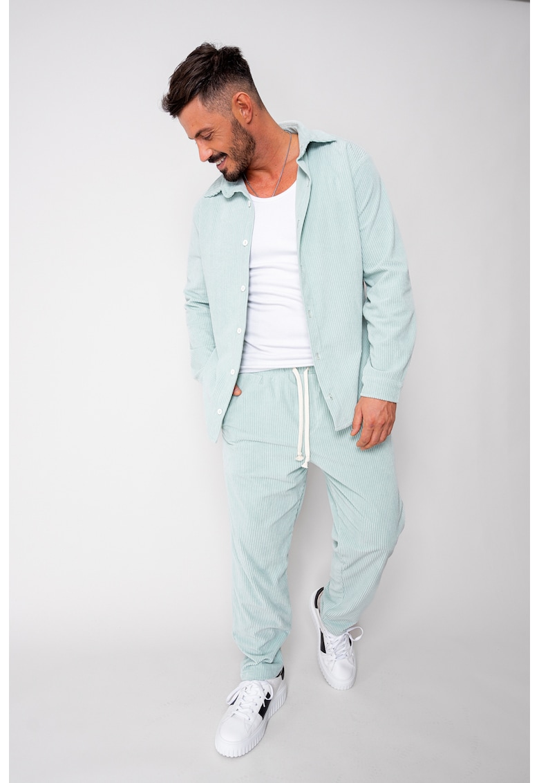 Set Camasa si Pantalon Lung drept din reiat Mint 19953 - Verde menta