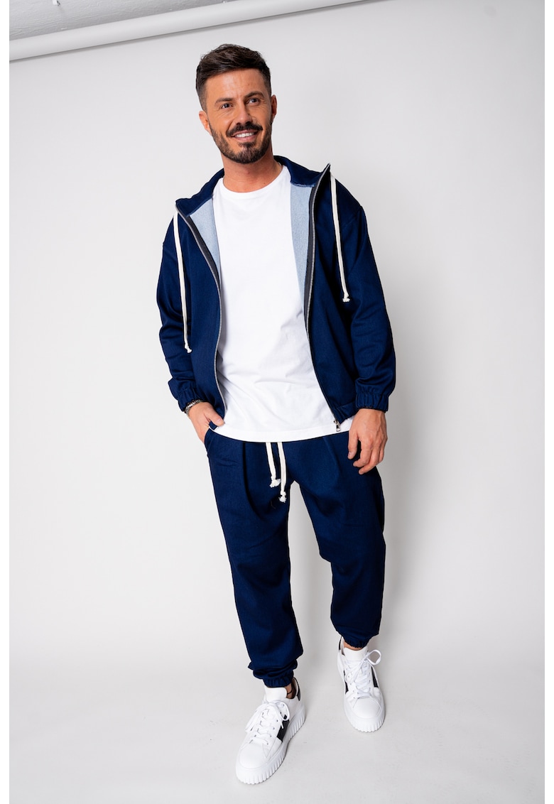 Set Camden din denim elastic Hanorac si Pantalon Lung Premium Navy 19993 - Bleumarin