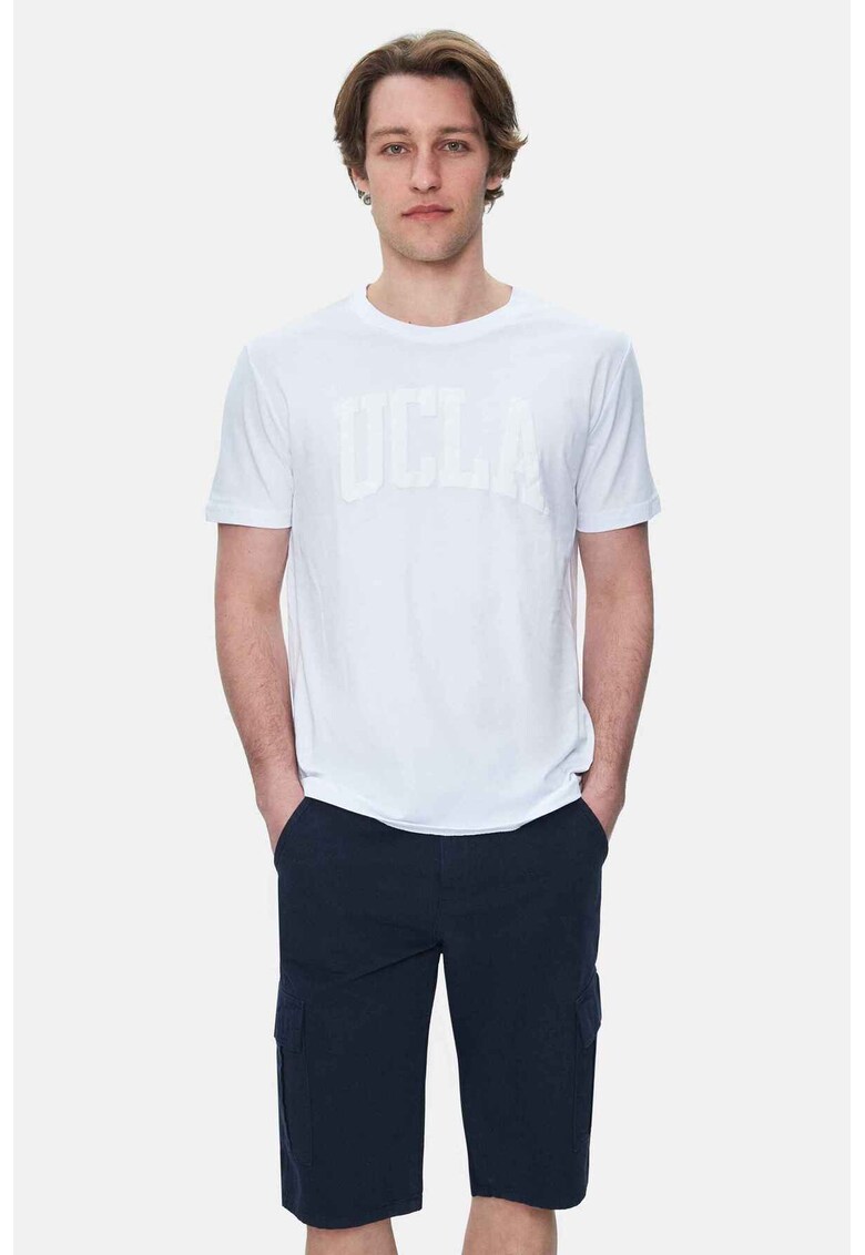 Tricou regular fit - decolteu la baza gatului - imprimeu cu logo - Alb - CULVER