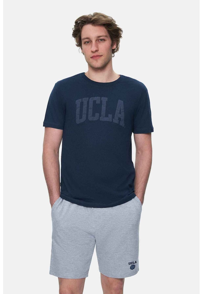 Tricou regular fit - decolteu la baza gatului - imprimeu cu logo - Albastru - CULVER