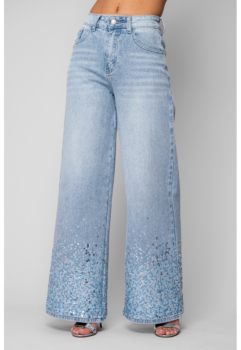 Blugi lungi cu paiete Light Blue 20022 - Albastru deschis