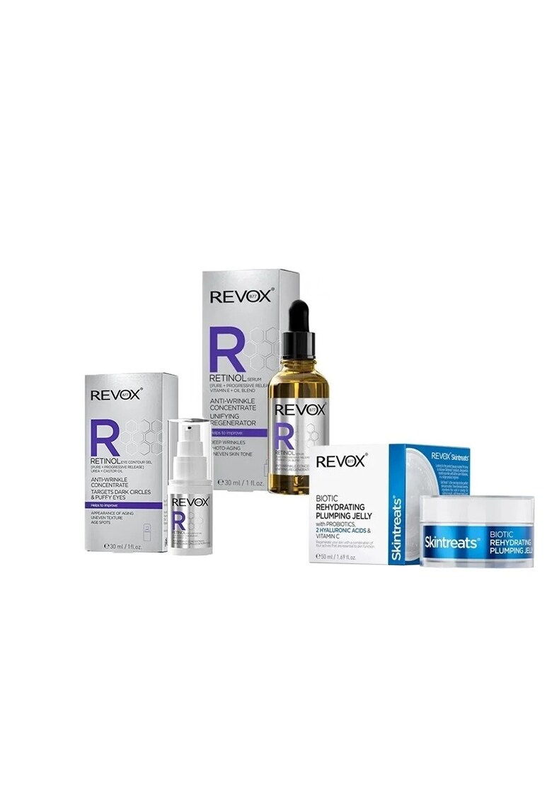 Pachet Anti-Age : Retinol Serum 30 ml + Retinol Gel Contur Ochi 30 ml + Crema-gel rehidratant Skintreats Biotic - 50 ml