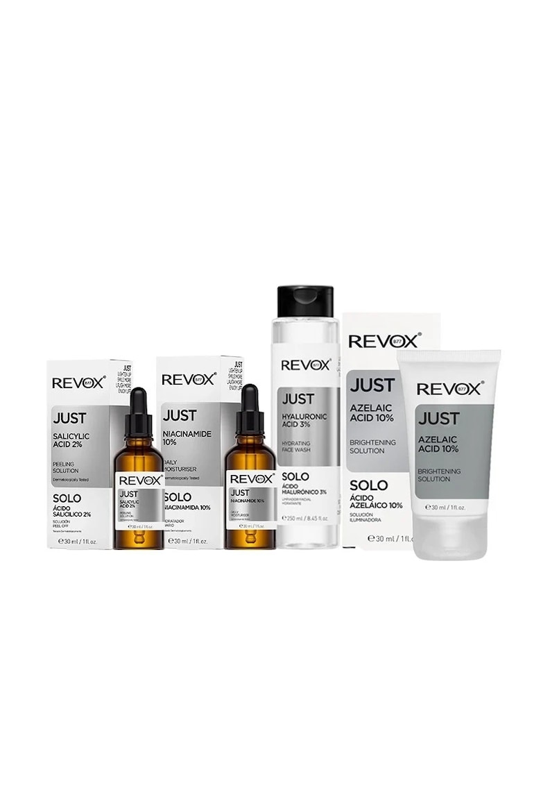 Pachet pentru ten gras : Salicylic Acid 2% 30 ml + Niacinamide 10% 30 ml + Face Wash HA 3% 250 ml + Azelaic Acid 10% 30 ml