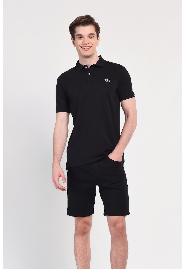 Tricou cu guler - LAKE - Nergu - Negru