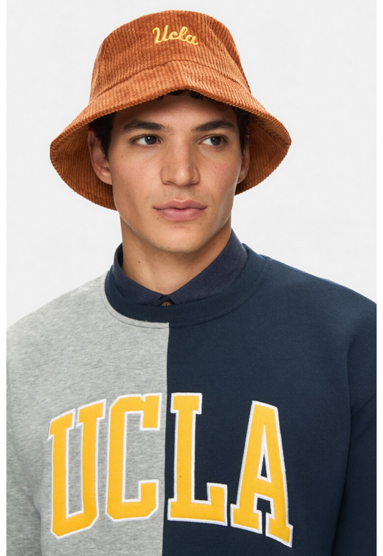 Palarie bucket unisex cu broderie logo - Maro