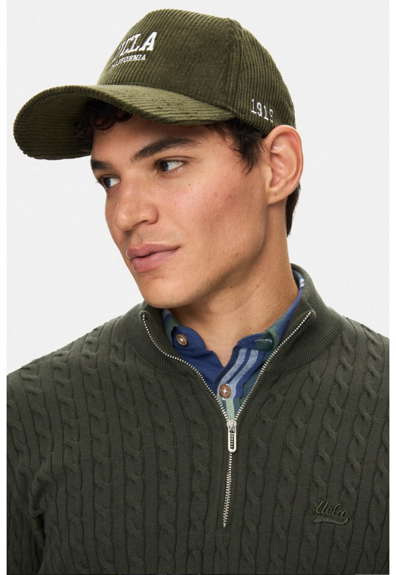 Sapca unisex din reiat cu broderie logo - Verde