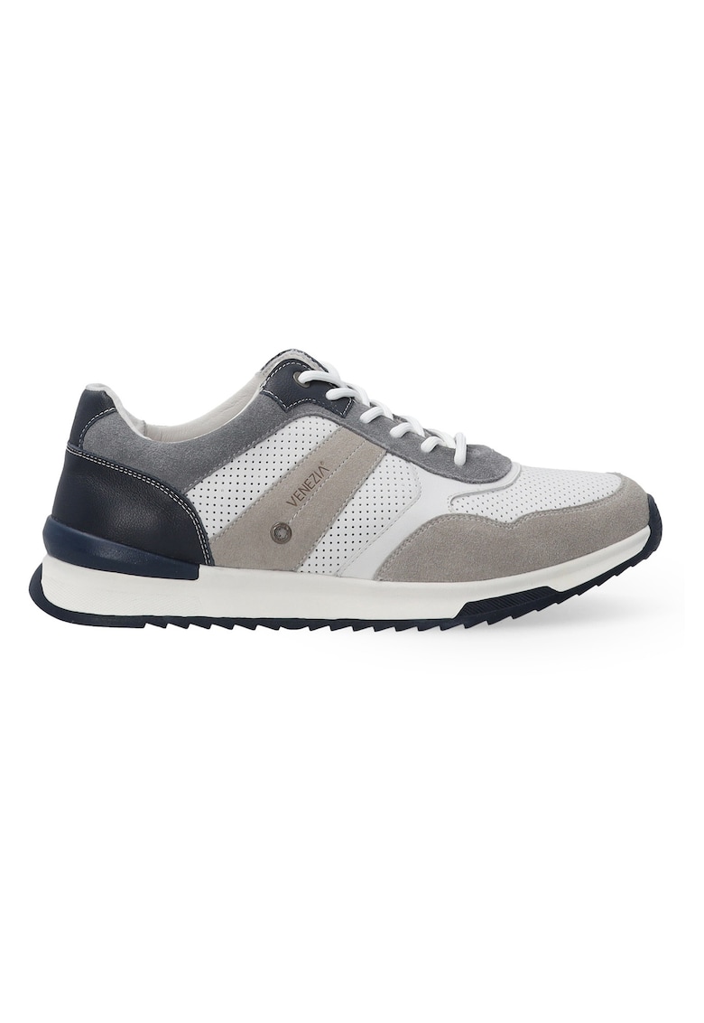 Pantofi sport din piele cu aspect contrastant