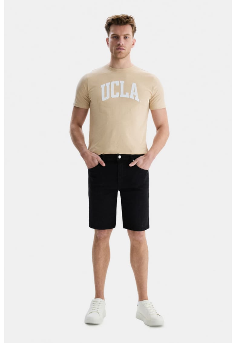Pantaloni scurti cu bucle in talie pentru curea - Darrel - Negru - Negru