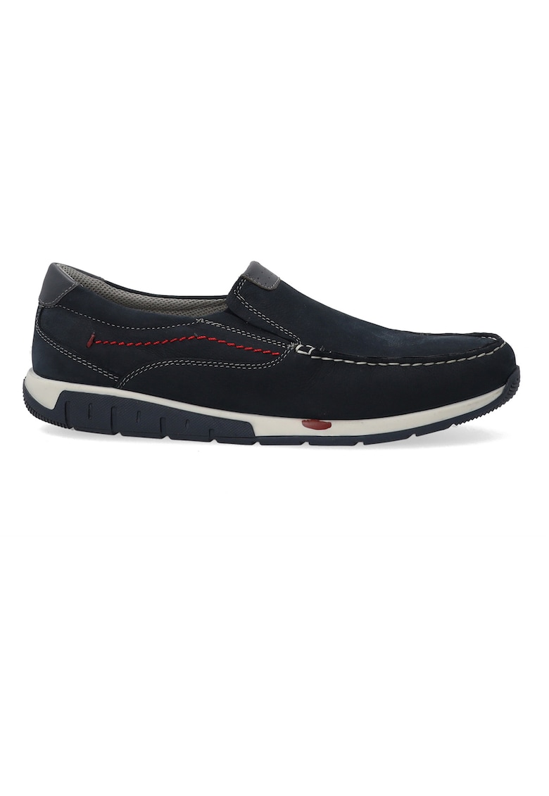 Pantofi loafer din nubuc si cusaturi laterale