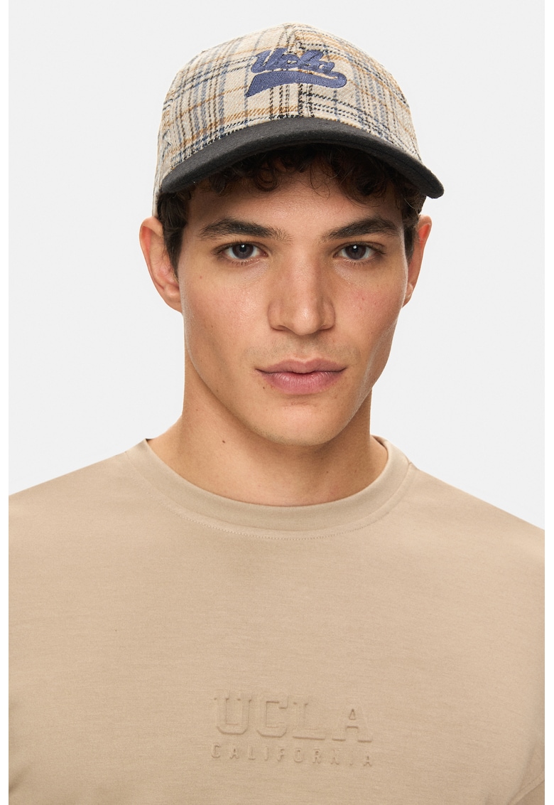 Sapca baseball unisex cu model in carouri Jermaine - Bej