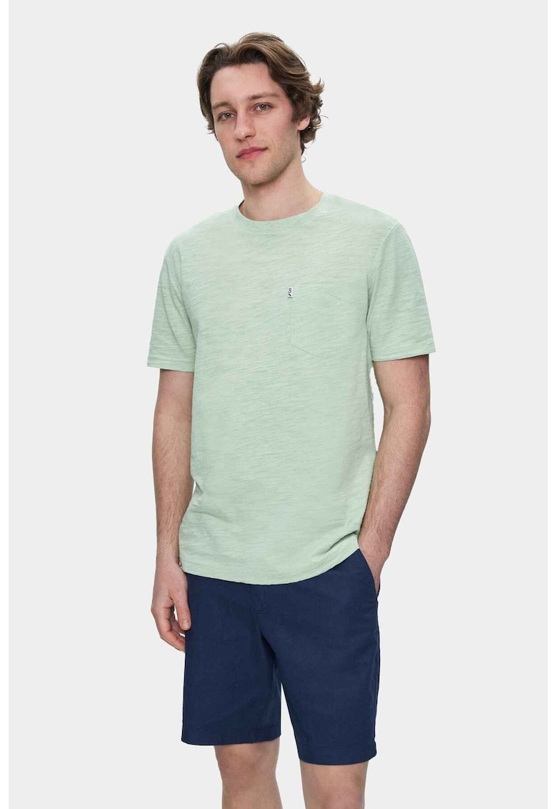 Tricou regular fit cu decolteu la baza gatului Caleb - Verde