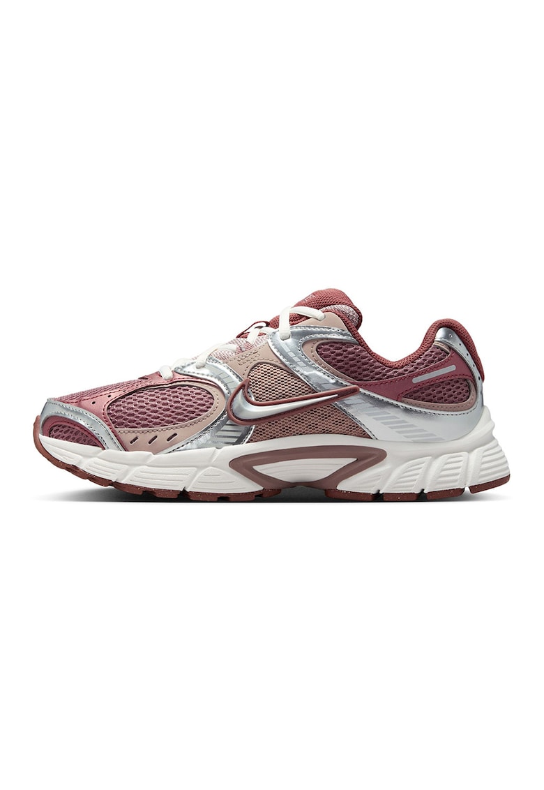 Pantofi sport V5 RNR din piele ecologica si material textil - Alb/Rosu stins