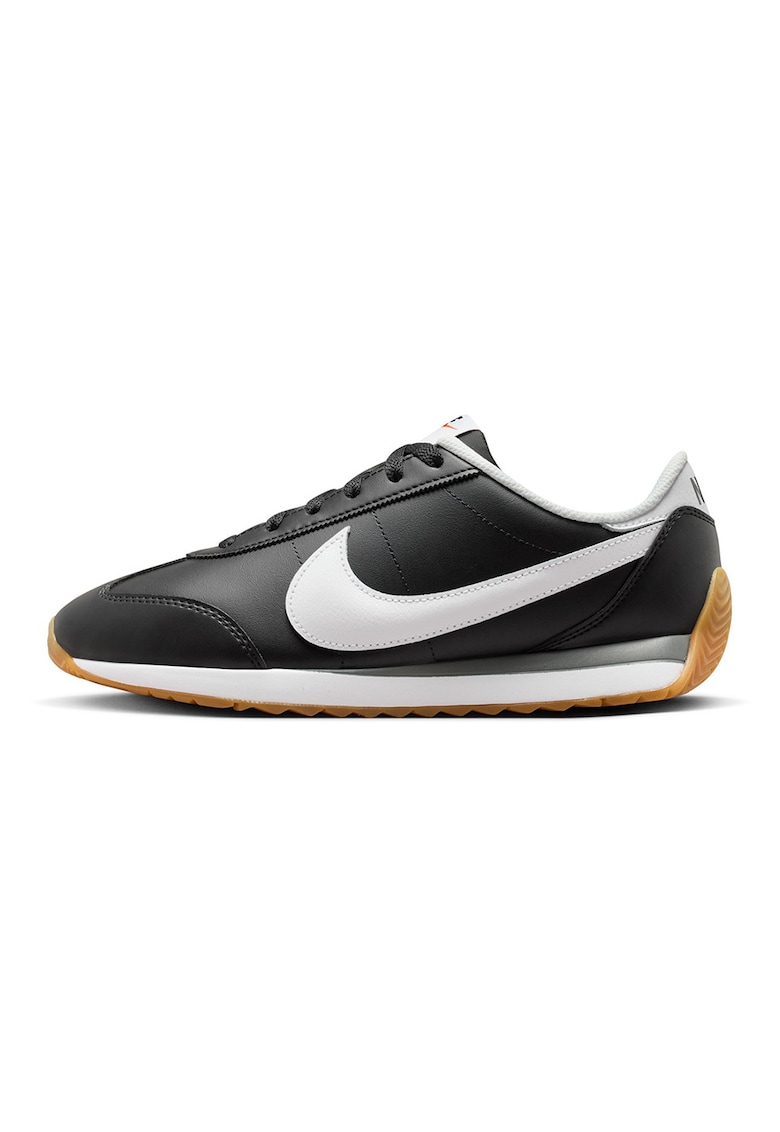 Pantofi sport Pacific din piele si piele ecologica cu logo lateral - Alb/Negru