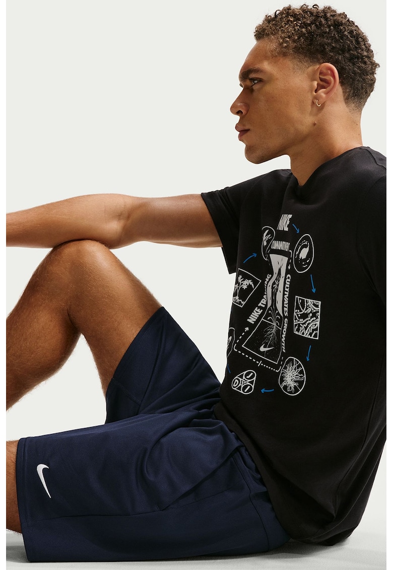 Pantaloni scurti cu detaliu logo pentru fitness - Bleumarin