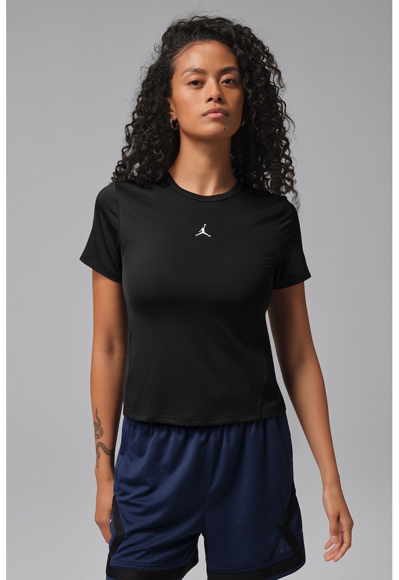 Tricou cu detaliu logo pentru fitness - Negru