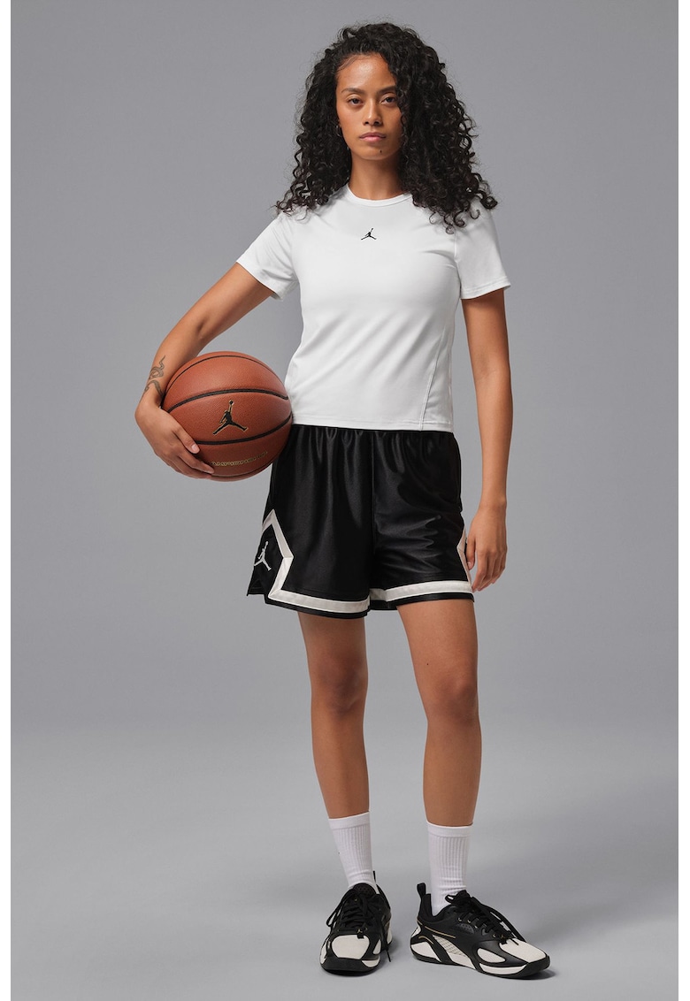 Tricou cu detaliu logo pentru fitness - Alb/Negru