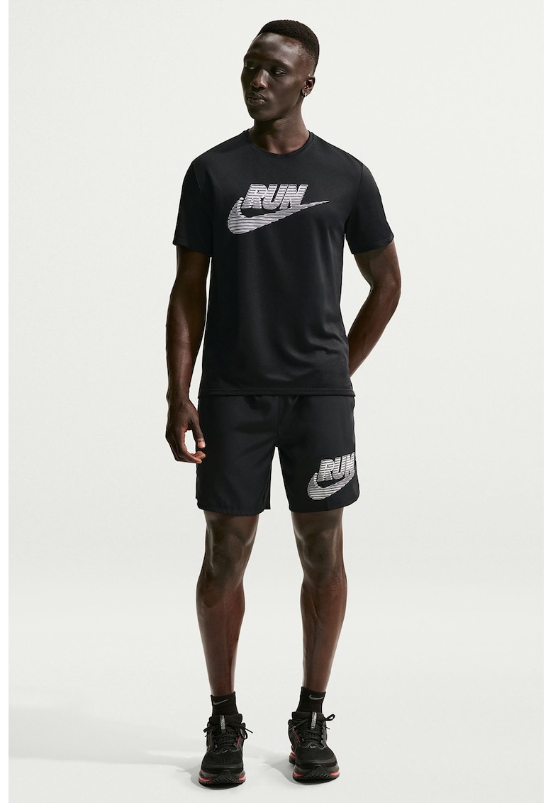 Tricou cu tehnologie Dri Fit si protectie UV pentru alergare Miler Energy - Alb/Negru