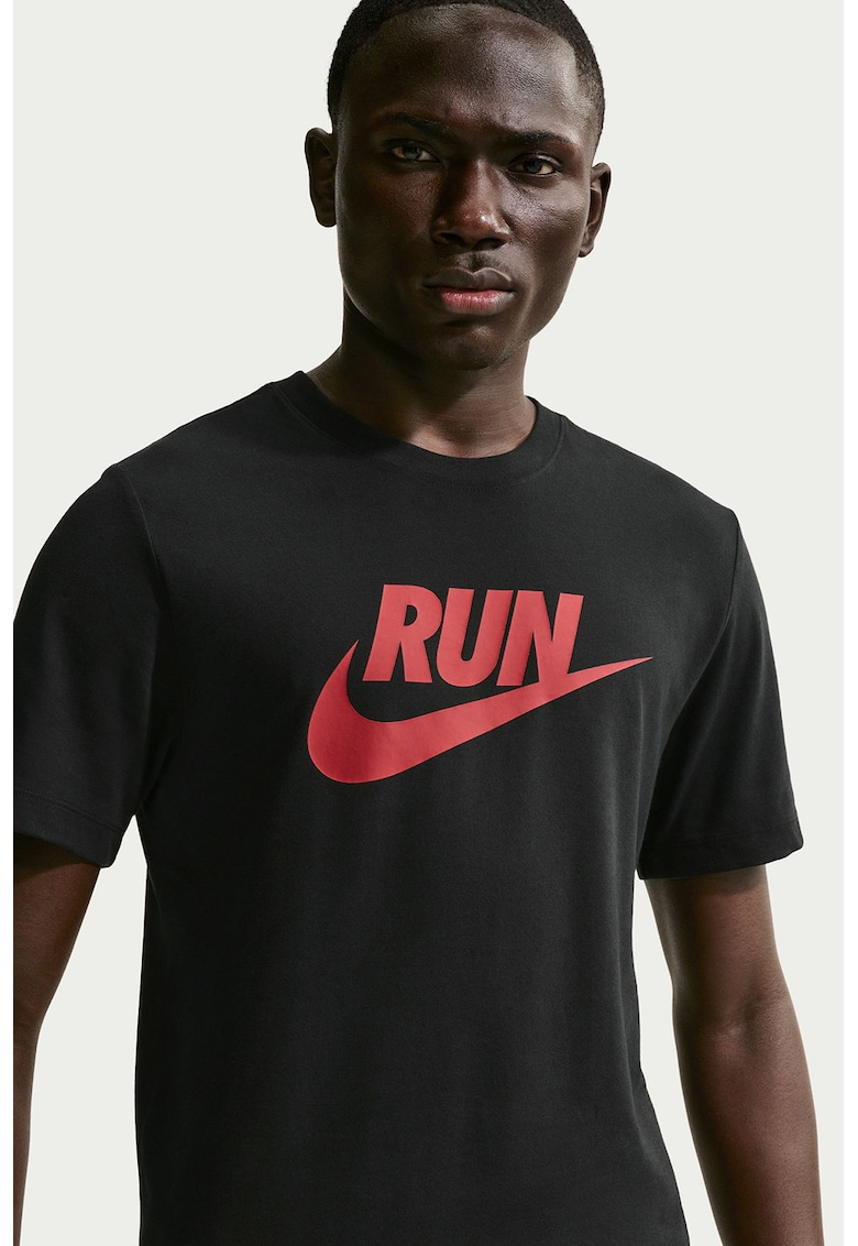 Tricou cu imprimeu logo - pentru alergare - Rosu/Negru