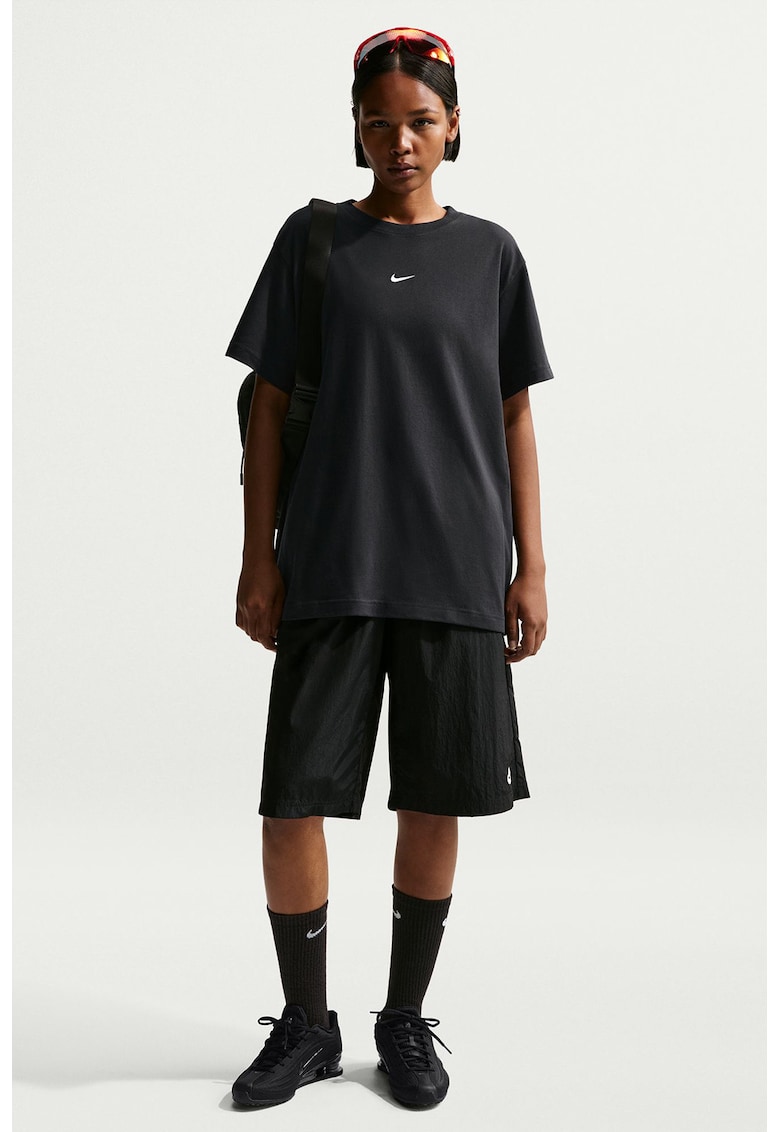 Tricou lejer cu logo discret - Negru/Alb optic