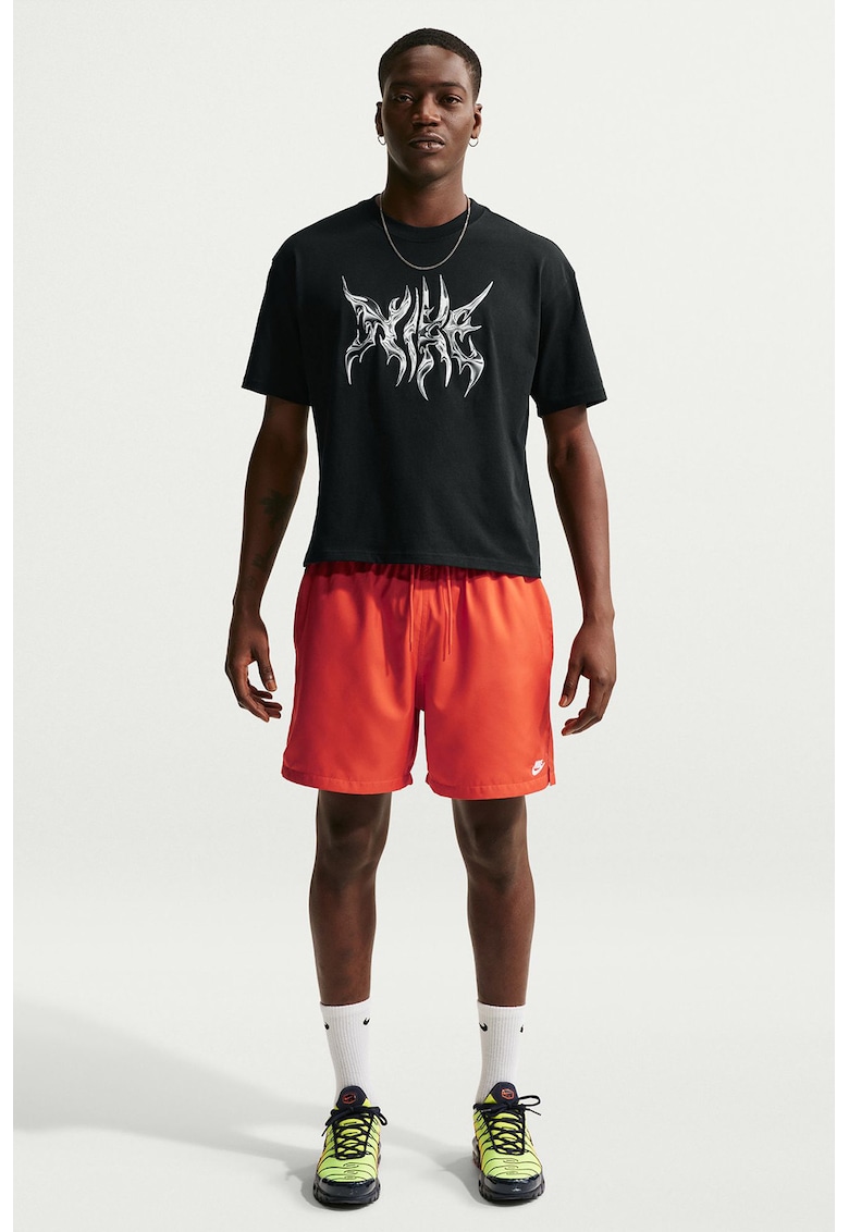 Tricou din bumbac cu imprimeu logo pe partea din fata si pe partea din spate - Negru/Alb optic